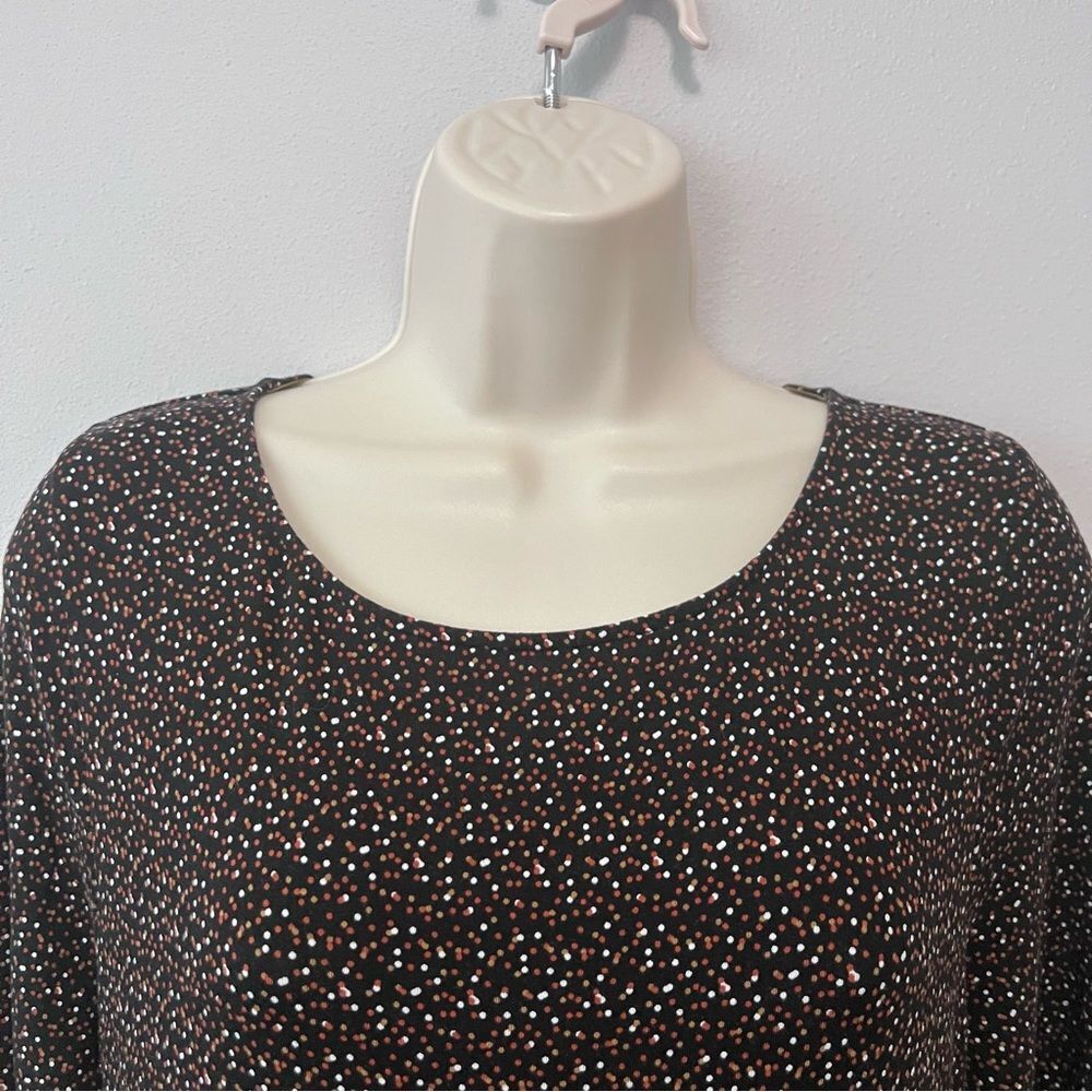 Boden Dark Brown Micro-Dot Print Long Sleeve Midi Dress - Picture 2 of 13